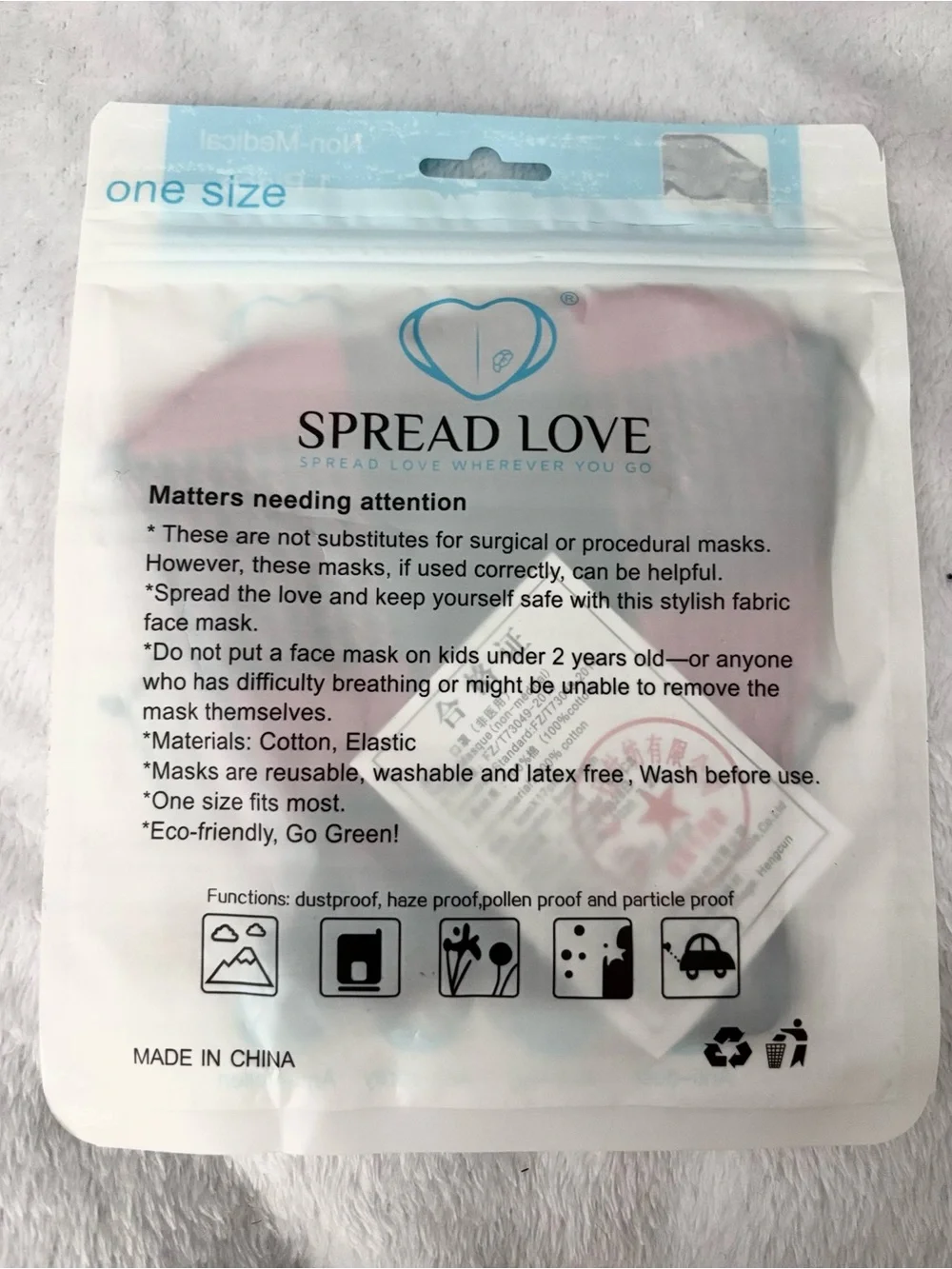 Bundle of 5 Spread Love Buffalo Plaid Washable Reusable Face Masks NWT